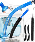5 Piece Dryer Vent Cleaner Kit With Ultra Slim 0.73 Inch Vacuum Hose Attachment, brushes, and universal connector shown in use.