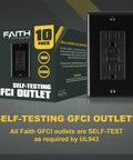 Image of 10 Pack Slim GFCI Outlets 15A 125V With Self Test LED Indicator shown with packaging