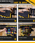 Wall Mounted Tool Organizer With Multiple Pockets For Track Rail Systems Heavy Duty Hanging Tool Holder For Trailers Trucks Vans And Warehouses Durable Steel Construction Keeps Tools Neatly Accessible In Any Job Site. E-track organizer on wall with tools