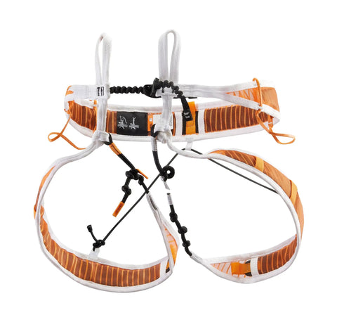 Ultralight Mountaineering Harness With Openable Design For Ski Touring And Climbing Ultra Lightweight 100g Size Small In Orange White Color