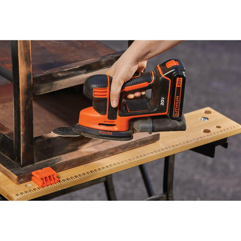 Person using 20V Max Sheet Sander With 12,000 OPM For Fast Material Removal, Detail Finger Attachment For Tight Surfaces