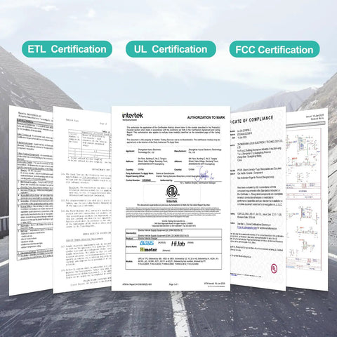 ETL, UL, and FCC certification documents for Smooth Operator 40 Amp Level 2 Electric Vehicle Charger, showing compliance details.