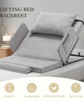 Espidoo Electric Adjustable Bed Backrest With Safety Rails, 300 Lb Capacity And 4-68 Degree Lift Range in gray fabric on a bed.