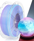 PetG Filament 1.75mm Gradient Translucent Blue to Purple for Dope 3D Printing with illuminated artistic sphere