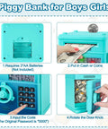 Electronic Piggy Bank With Password Lock for Kids ATM Style Money Saver Box for Ages 3 to 12 instructional steps