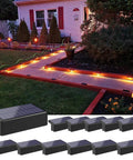 12 Pack Dope Solar Deck Lights Outdoor Waterproof Color Changing RGB Wall Fence Lights for deck and pathway lighting at night