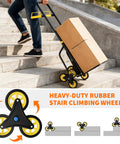 3-In-1 Convertible Stair Climbing Hand Truck Dolly With Six Non-Slip Wheels And Adjustable Handle Heavy-Duty Platform Cart That Hauls Up To 440 Pounds On Flat Surfaces And 400 Pounds On Stairs Black And Yellow carrying boxes up stairs