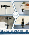 Heavy Duty Rotary Fly Tying Vise With Sturdy Bench Clamp And Smooth Adjustable Tension Built Tough For Daily Workshop Grind, showcasing different angles.