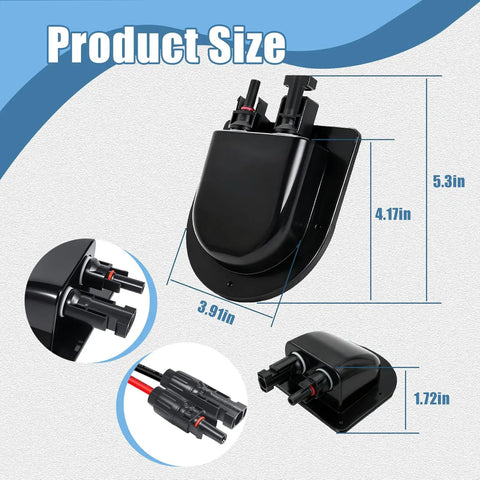 Product size diagram for 10 Foot Solar Cable Entry Gland With 10 AWG Extension Cable MC4 Connectors For RV Boat Camper And Van Installations Weatherproof Solar Junction Box With Tinned Copper Wire And High Conductivity For Efficient Power Transfer.