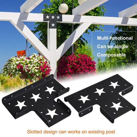 Heavy Duty Pergola Corner Brackets For 4x4 Posts 3 Way T Brackets Outdoor Gazebo Kit Premium Steel With Black Powder Coat Corrosion Resistant Boosts Stability And Easy Mount For Deck Frame
