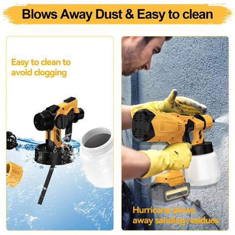 Heavy Duty Cordless Paint Sprayer With 40000 Rpm Motor And Four Copper Nozzles Slick Spray Gun designed for easy cleaning.