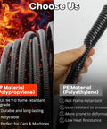 1/4 Inch Split Wire Loom Tubing High Temp Corrugated Cable Sleeve Flexible Auto Marine Wiring Conduit 100 Ft detailed view with PP and PE comparison.