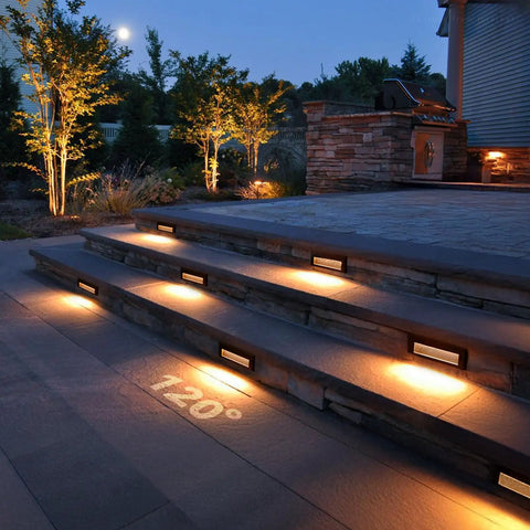 Dope Low Voltage LED Step Lights Outdoor Dimmable 3W 4W 5W With 5 CCT 12-24V AC DC Landscape Stair Risers 9 Inch Exterior Lighting