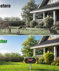 4 Pack Solar Powered Ultrasonic Animal Repeller Outdoor Waterproof Pest Deterrent For Deer Cats Dogs Squirrels Raccoons Rabbits With Motion Sensor And Flashing Light For Yard Garden Lawn Farm installed in lawn