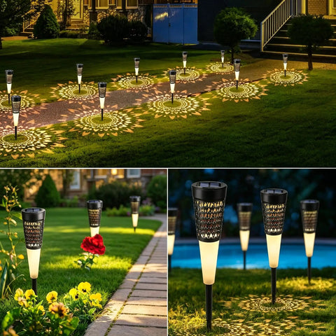 Solar Torch Lights Outdoor With Flickering Flame For Pathways And Garden Waterproof Landscape Lighting For Yard Lawn And Patio Auto On Off Easy Setup 12 Pack Lit Campfire Vibe illuminating garden at night