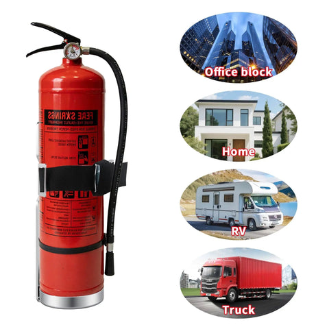Sturdy Stainless Steel Fire Extinguisher Bracket For Wall Mounts And Car Or Boat Use, Quick Release Snap, Fits 2.5 lb Extinguishers