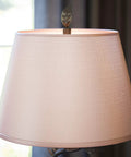 Ashlen Oil Rubbed Bronze Table Lamp With Gold Tapered Shade Rustic Living Room Lighting detail of gold shade and leaf finial