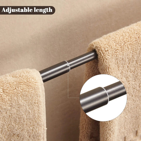 Adjustable Bronze Towel Bar 15 To 24 Inches, Wall Mounted Towel Rack For Bathroom, showing adjustable length with towels hanging