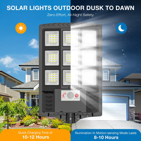 IP66 Waterproof Solar Street Lights With Motion Sensor And Remote, 6500K Dusk To Dawn Security Flood Lights near house
