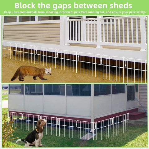 10 Pack Animal Barrier Fence No Dig Fence Decorative Fences 17 Inch High By 10 Foot Long Rustproof Metal Garden Border installed outdoor blocking gaps