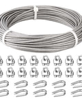 Heavy Duty Three Sixteenth Inch Stainless Steel Wire Rope Kit With Fifty Foot Cable Includes Sixteen M5 Clamps And Ten M5 Thimbles