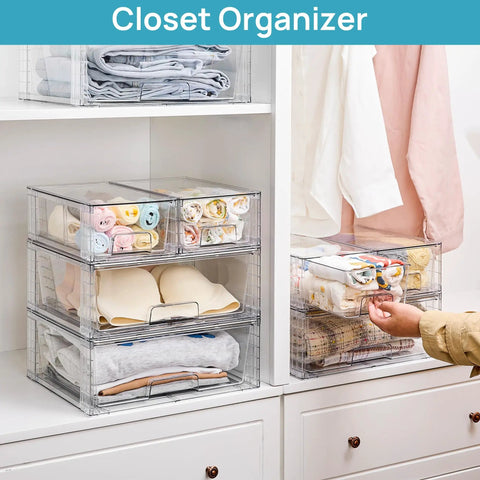 Clear Stackable Acrylic Storage Drawers 3 Pack Wide Organizer Bins A True Game Changer Helps You Sweep Clutter Fast With Slick Grip Grooves That Lock Items Tightly In Place So You Can Enjoy Life With Zero Sloppiness Around The House