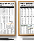 Two Book SMT Components Kit With 9100 Pieces Including 0805 Resistors And Capacitors Transistors Diodes and Tools Shown