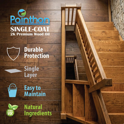 Game Changing One Coat Interior Wood Oil Finish With Fast Fix Accelerator And Zero Voc Friendly Formula For Lazy Weekend Projects And Snazzy Oak Floor Refreshes In Your Dream Space with wooden stairs and floor.