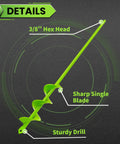 Effortless No Fuss Garden Auger Drill Bit For Planting 1.6 Inch Diameter 16.5 Inch Long Post Hole Digger details