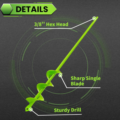 Effortless No Fuss Garden Auger Drill Bit For Planting 1.6 Inch Diameter 16.5 Inch Long Post Hole Digger details