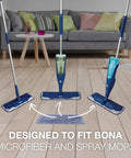 Microfiber Dust Pad For All Floor Surfaces That Attracts Dust Hair And Dirt With Electrostatic Action displayed with mops