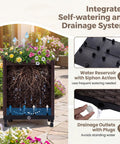 Metal Garden Arch Trellis Arbor With Two Self Watering Planter Boxes for Easy Planting and Climbing Vines, water reservoir details