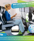Airplane Foot Hammock Travel Sling With Thickened Bamboo Rest Extendable Adjustment Straps for long flights in use