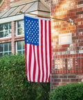 Tough As Nails 3x5 Ft Outdoor US Flag With Embroidered Stars, Tearproof Polyester, Fade Resistant, on brick exterior display.