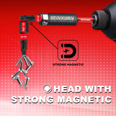 27 Piece Impact Screwdriver Bits Set With Magnetic S2 Steel Tips featuring magnetic head with screws on a red background.