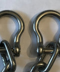 Close-up of two beefy bow shackles from Heavy Duty Marine Grade 316 Stainless Steel Anchor Chain Four Feet Long Corrosion Resistant Boat Rode Kit.