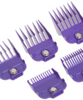 Purple Nano-Silver Magnetic Attachment 5 Combs Set For Pro Haircuts And Styles with durable clipper guards in various sizes