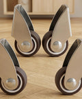 4pcs 6pcs Rigid Furniture Moving Caster Wheels with Rubber, Silent Mobility, featuring silver metal structure and brown rubber wheels.