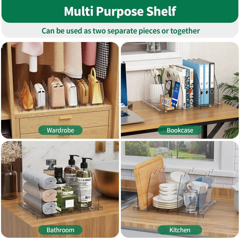 Adjustable Clear Acrylic Shelf Dividers For Closet, Game Changing Purse Organizers And Handbag Separators, Smart Bookshelf Spacers That Cut Down Clutter And Save Serious Space In Bedroom Or Office