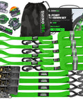Tough As Nails Heavy Duty Ratchet Straps Tie Downs 4 Pack 1 Inch Wide By 15 Feet Long Featuring Quick Release S Hooks with storage bag.