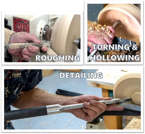 Carbide Wood Lathe Tools Kit For Easy Turning Hollower Rougher And Detailer With A Comfortable Foam Grip Handle 26 Inch Overall Length