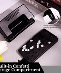 Built-in confetti compartment of Beast Of A Two Hole Paper Punch One Quarter Inch Low Effort Double Hole Punch, durable blue metal.