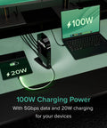 USB C Triple Monitor Docking Station 13 In 1 With 100W Power Delivery for Mac Windows Chrome shown with laptop and devices charging