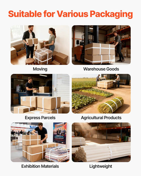 Pro Grade Heavy Duty Manual Banding Strapping Kit With Sealer Tool And 330 Ft PP Band 100 Metal Seals Plastic Pallet Strapping Set For Warehouse Shipping Moving And Home Use used on boxes, pallets, parcels, and goods