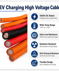 Close-up of Heavy Duty Ev Charging Cable 32 Ft 2 Awg High Voltage Xlpe Insulated EVSE Charge Cord For 1500 Vdc showing copper strands.