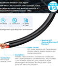 Straight Up 25 Foot 8 3 Nm B Electrical Wire With Ground Crafted From One Hundred Percent Pure Copper Pvc Shield For Indoor Jobs Hot Tubs Ev Chargers No Sweat Setup close-up view showing PVC insulation and bare copper conductors.