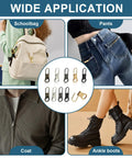 10 Piece Zipper Pull Tab Replacement Kit With Detachable Metal Pulls For Universal Fit On jackets, pants, coats, shoes, backpacks