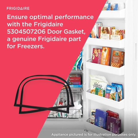 Door Gasket For Freezers Black 5304507206 No Tools Needed Easy Install Replacement Seal shown near stocked freezer