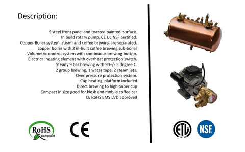 Kickstart Your Daily Grind With Dual Boiler Espresso Machine, Featuring Independent Steam Brew Channels, Copper boiler and rotary pump.