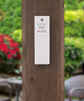 Battery Operated Wireless Digital Thermometer For Indoor Outdoor Temperature With 24 Hour High Low Records No Backlight Monochrome Display Hassle Free Setup 12 24 Hour Time Mode Signal Strength And Low Battery Alerts Built For Everyday Home Use mounted on wood post